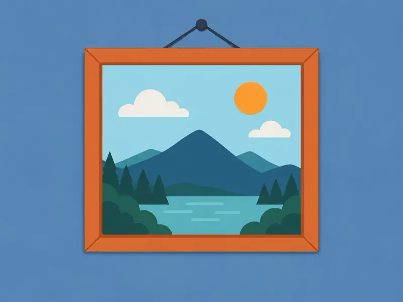 壁に額縁の絵が掛かっている絵