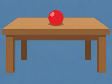 ボールが机の上に乗っている